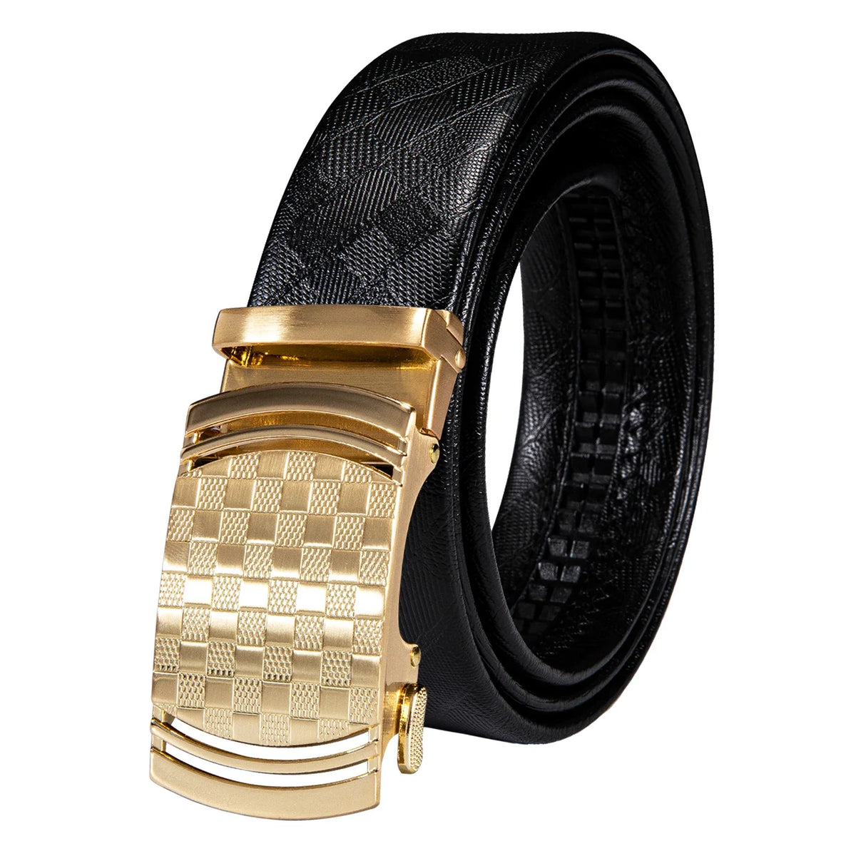 Men's Luxury Genuine Leather Belt – Automatic Buckle Leather Ratchet Belt Qme 2269 130cm