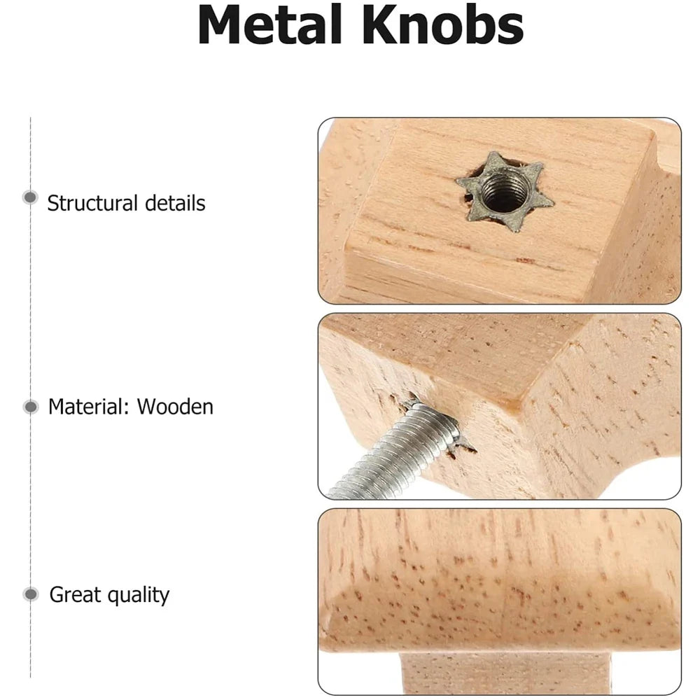 Square Natural Wood Cabinet Knobs & Drawer Pulls – 40mm Cabinet Knobs Qme