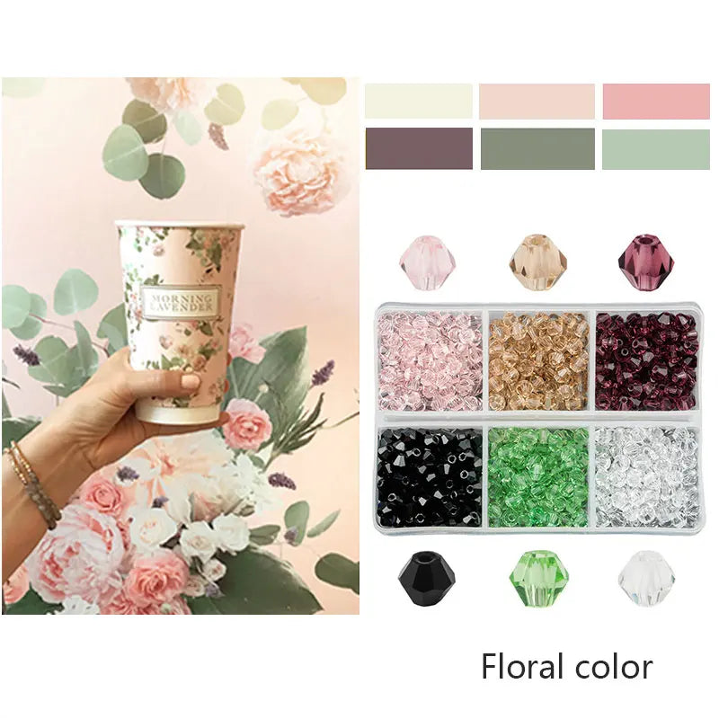 4mm Glass Bicone Crystal Faceted Beads 600pcs – Jewelry Making Craft Beads Qme Floral color