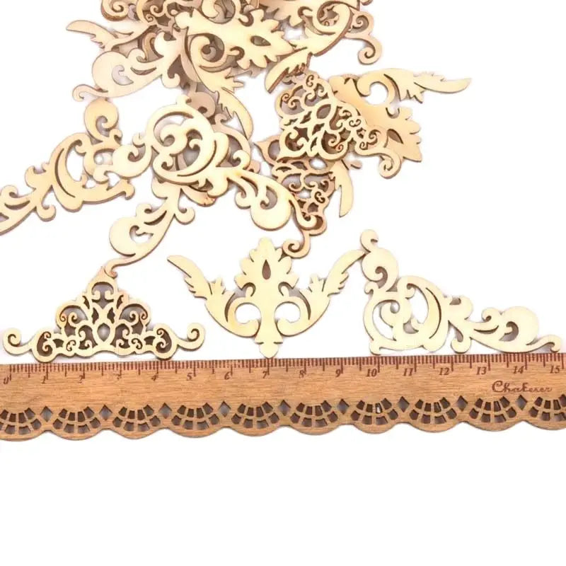 Wooden DIY Book Corner Embellishments – Flower Lace 20pcs Scrapbook Embellishments Qme