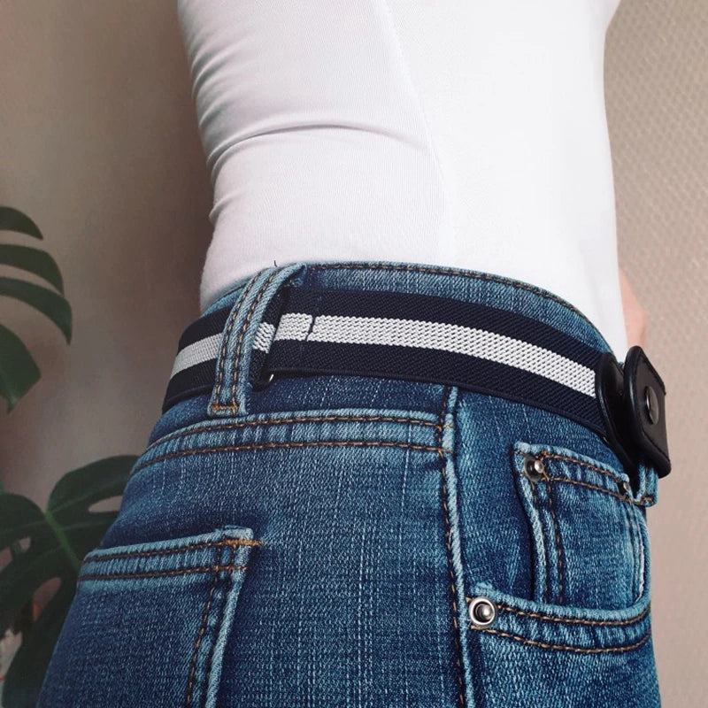 Women's Buckle-Free Elastic Stretch Belt for Jeans & Pants Elastic Waist Belt Qme