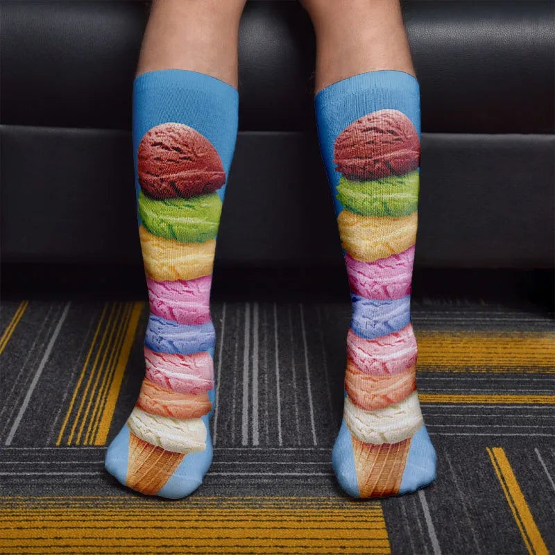 3D Candy Ice Cream Novelty Socks – Soft, Fun & Colorful Novelty Patterned Socks Qme