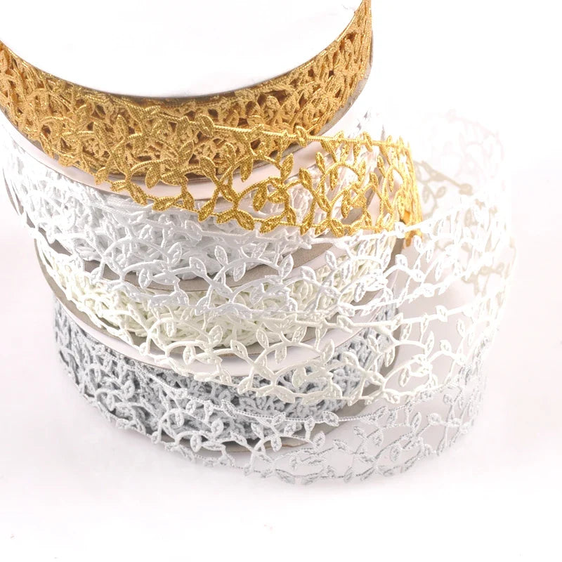 3cm Leaf Lace Ribbon – Embroidered Fabric Trim for DIY Sewing Fabric Lace Ribbon Qme
