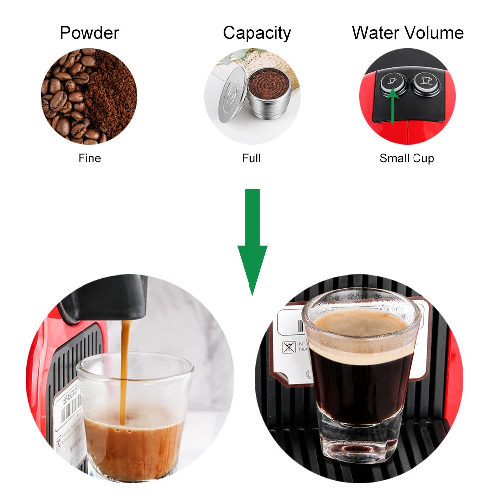 RECAFIMIL Reusable Stainless Steel Coffee Pods for Nespresso Refillable Coffee Pods Qst