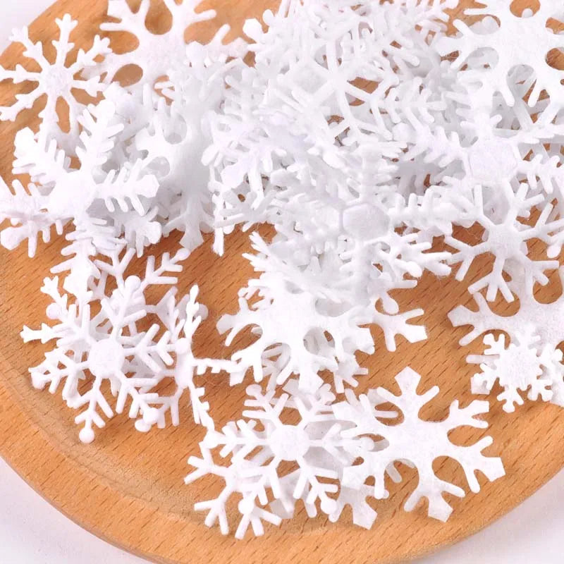 White Fake Snowflakes 100pcs – Christmas & Wedding DIY Decor Craft Decorations Qme