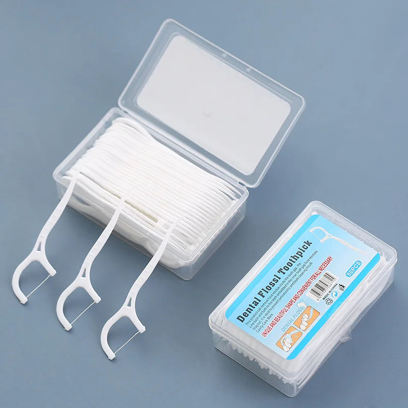50-Pack Dental Floss Picks – Flosser & Toothpick Sticks Dental Floss Picks Qme