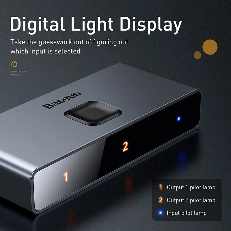 Baseus 4K HDMI Switcher Bi-Directional 2x1/1x2 HDR Adapter HDMI Switcher Adapter Qst