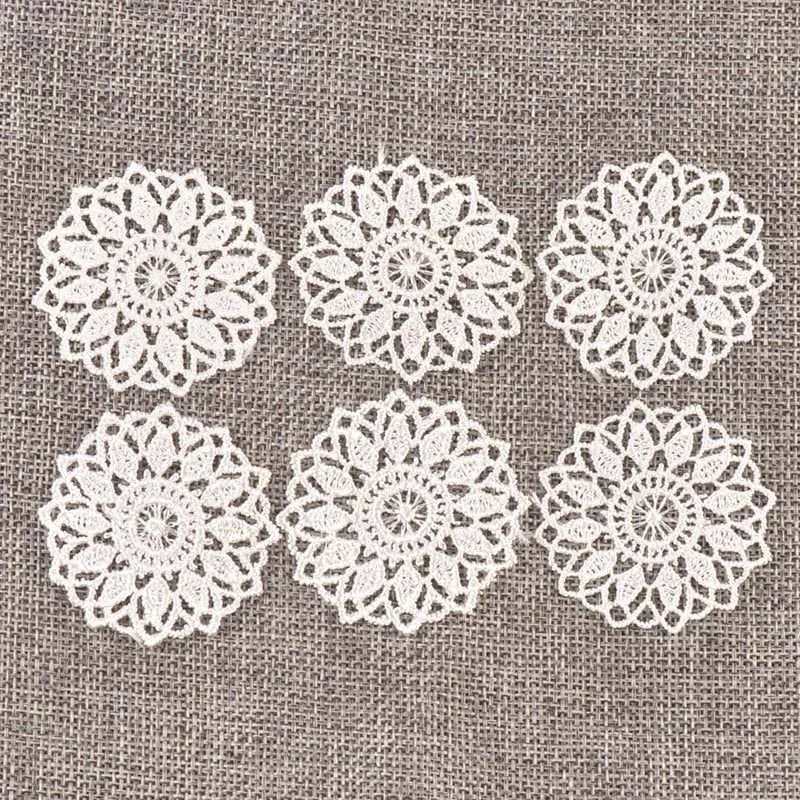 White Flower Lace Applique Mesh Trim 30pcs – 45mm Sewing Lace Sewing Trim Qme 45mm