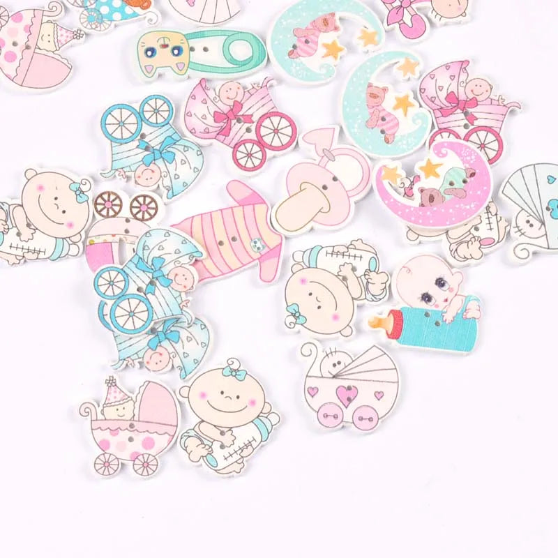 Mixed Pink & Blue Painted Wood Buttons – Sewing & Scrapbooking DIY Craft Wood Buttons Qme