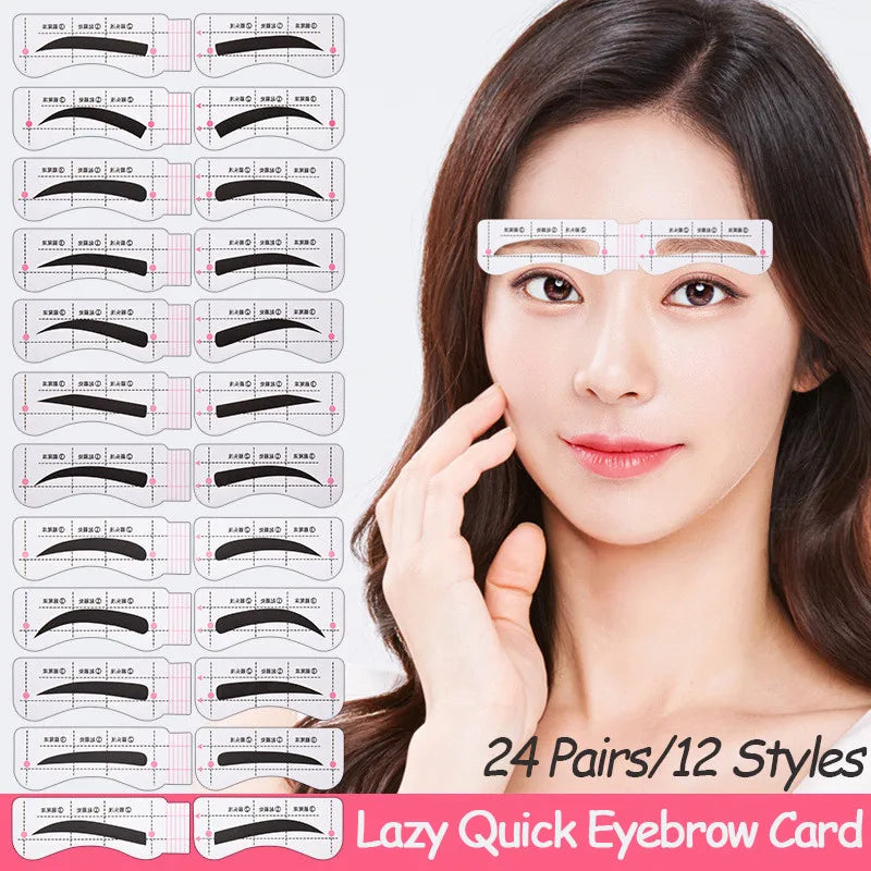 24 Pairs Eyebrow Stencil Sticker Template Guide Cards | Qme Eyebrow Stencil Cards Qme
