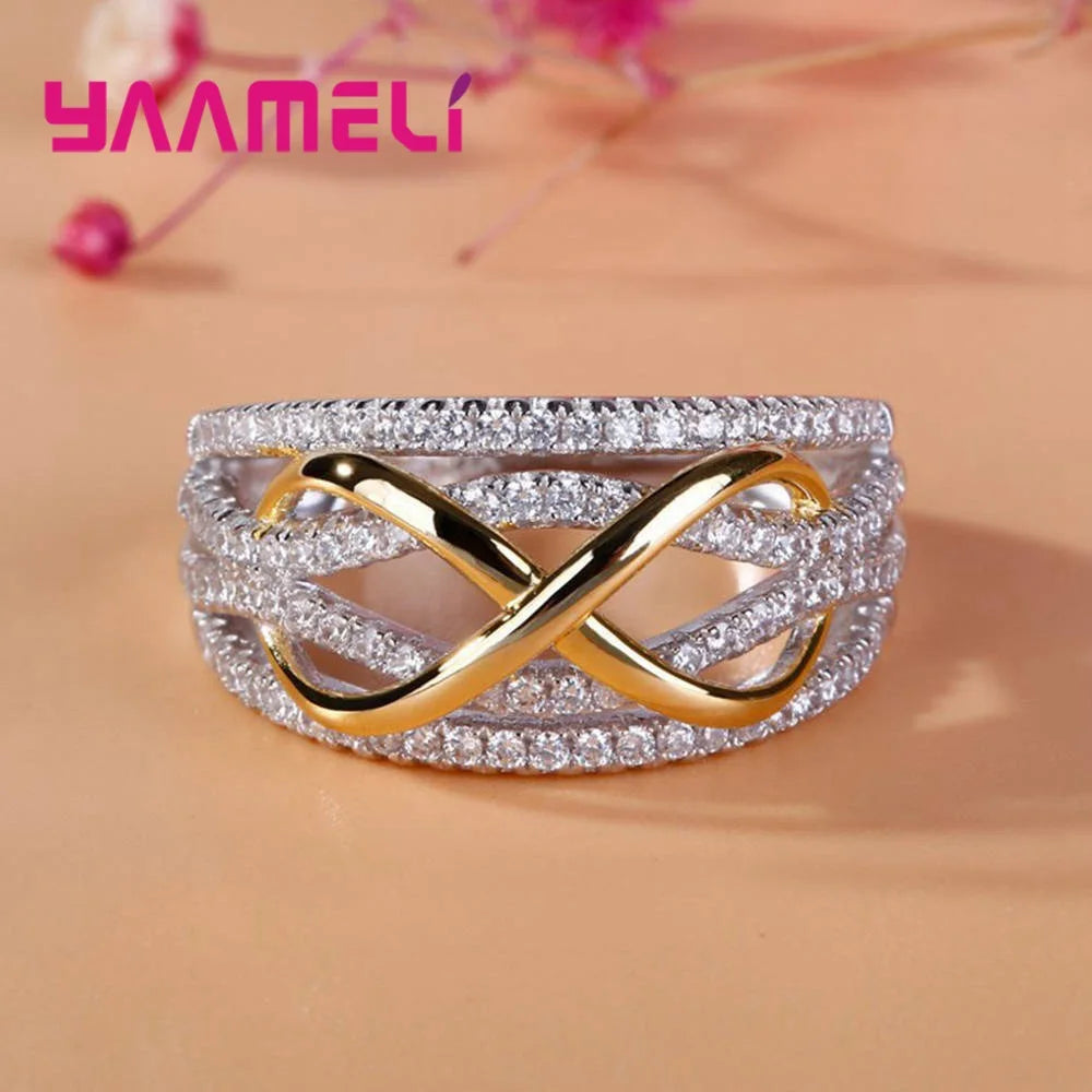 925 Sterling Silver Infinity Love Ring – Cubic Zirconia Bowknot Sterling Silver Ring Qme 11