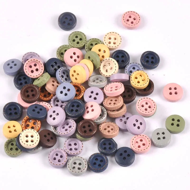 Multicolor Wood Buttons for Sewing & DIY Crafts – 10mm 100pcs Wood Craft Buttons Qme
