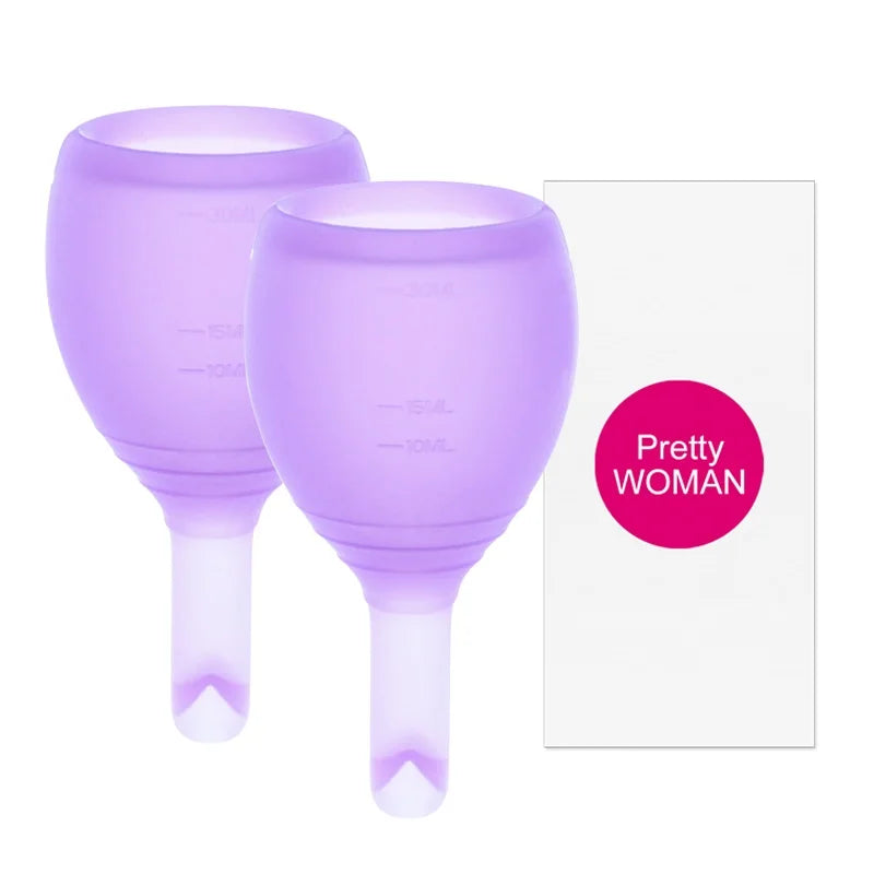 XceeFit Reusable Menstrual Cup – Medical Grade Silicone S & L Menstrual Cup Qst 2Pcs-Naked-Purple 1L and 1S