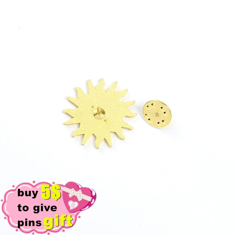 Cartoon Brooch Pin – Clock, Coffee, Sun & Dinosaur | Metal Alloy Brooch Lapel Pin Qme