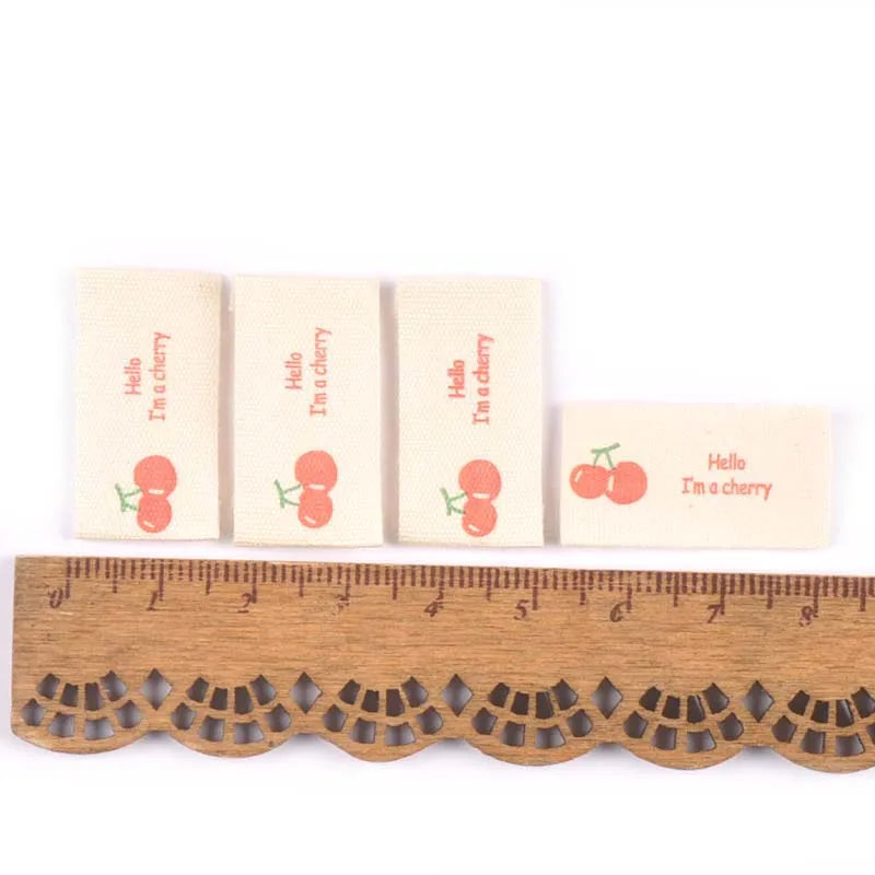 Fruit Print Cloth Sewing Labels – Cherry Grape Strawberry Tags Fabric Sewing Labels Qme