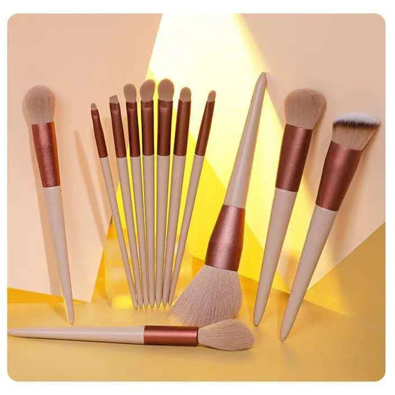13-Piece Fluffy Soft Makeup Brush Set – Foundation & Blush Makeup Brush Set Qme