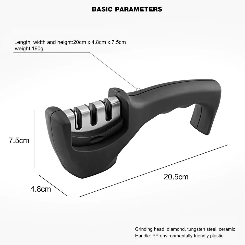 XITUO 3-Stage Knife Sharpener – Diamond, Tungsten & Ceramic Knife Sharpener Qst
