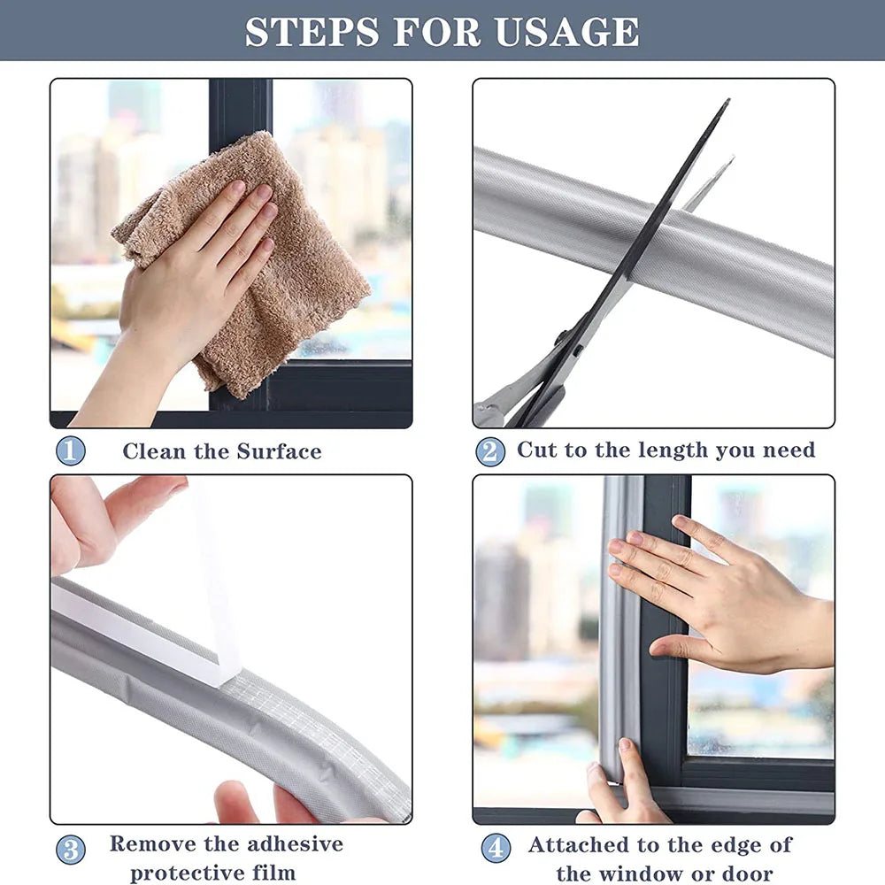 Cuttable Acoustic Door & Window Foam Seal Strip 2m — Weatherstrip Foam Weatherstrip Seal Qme