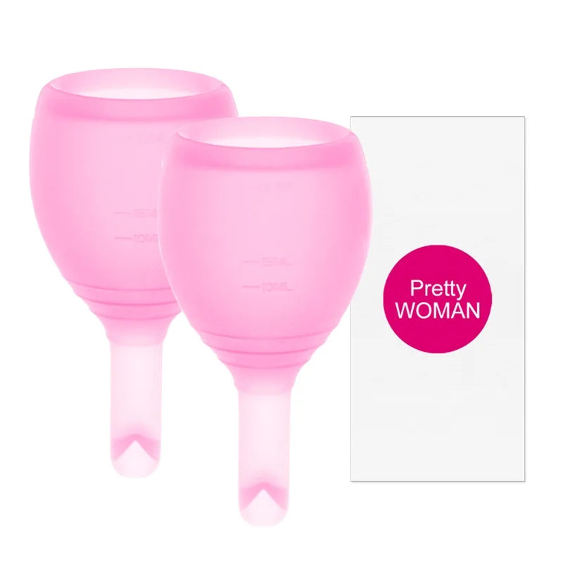 XceeFit Reusable Menstrual Cup – Medical Grade Silicone S & L Menstrual Cup Qst 2Pcs-Naked-Pink 1L and 1S