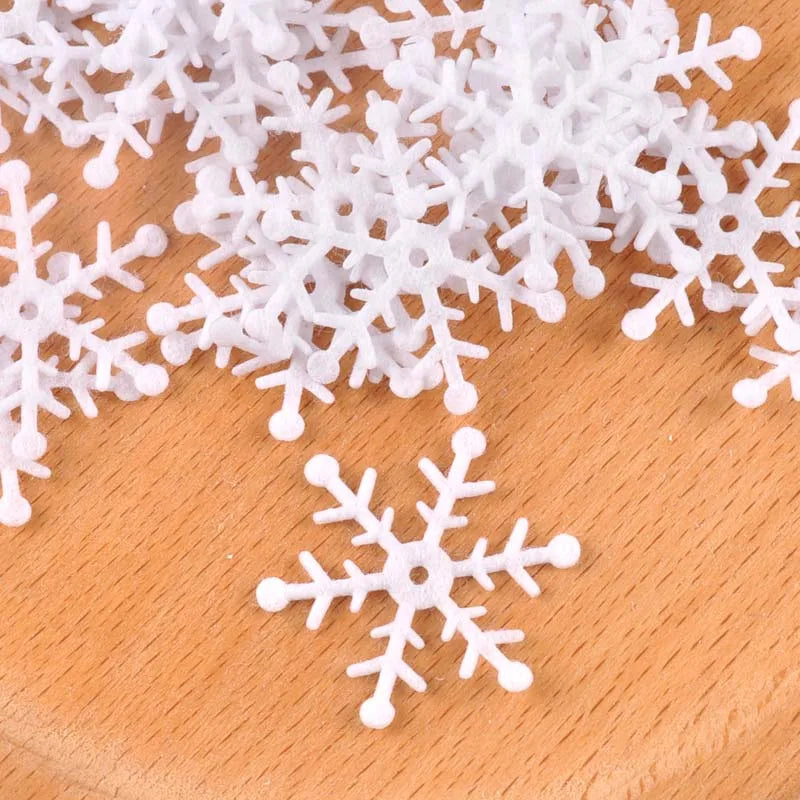 White Fake Snowflakes 100pcs – Christmas & Wedding DIY Decor Craft Decorations Qme 9 30mm