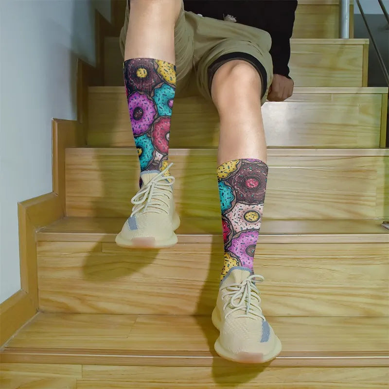 Women's Funny Novelty Socks – 3D Abstract Art Graffiti Candy Print Novelty Print Socks Qme