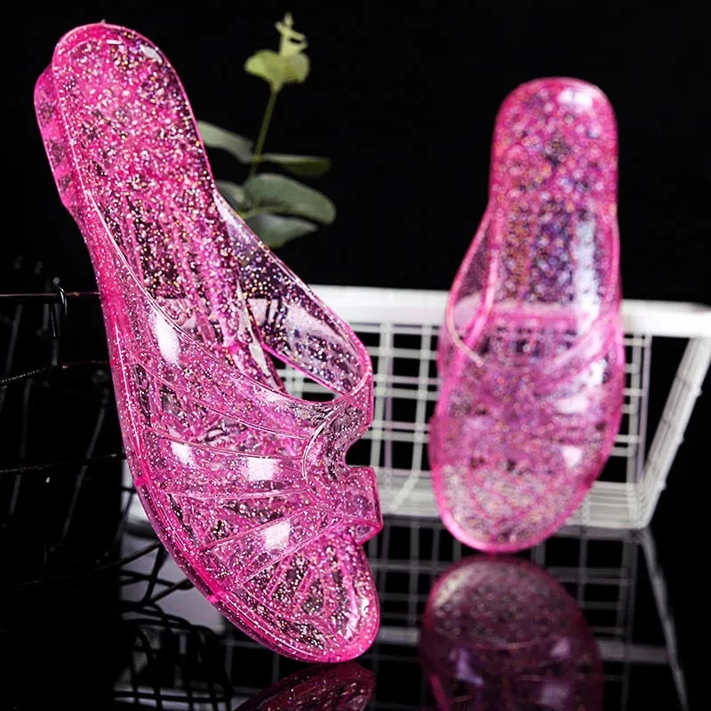 Women's Transparent Jelly Sandals – Non-Slip Casual Slides Women's Jelly Sandals Qst Rose 9