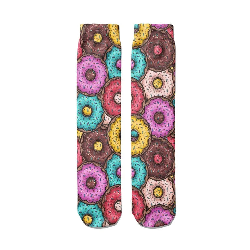 Women's Funny Novelty Socks – 3D Abstract Art Graffiti Candy Print Novelty Print Socks Qme style7 One Size China Mainland