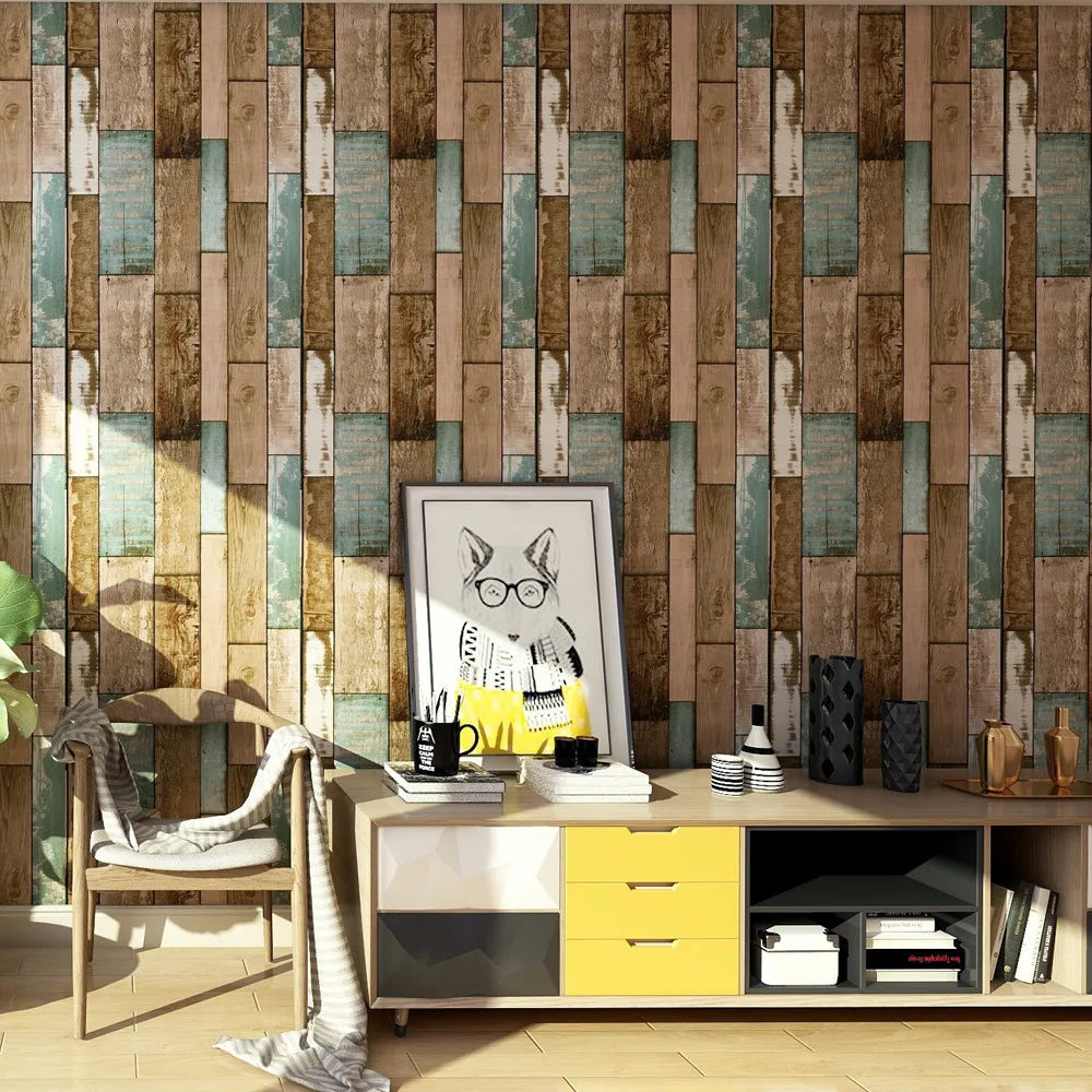 Reclaimed Wood Peel & Stick Wallpaper Plank – Multicolored Peel & Stick Wallpaper Qme