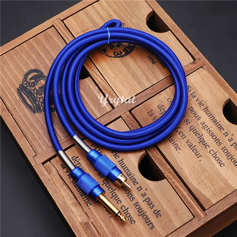 Tattoo RCA Clip Cord 1.8M Power Cord for Tattoo Machine | Qme Tattoo Machine Cord Qme Deep Blue