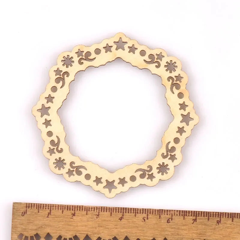 Natural Wood Slice Hollow Photo Frames DIY Craft Scrapbook 5pcs Wood Craft Frames Qme 8