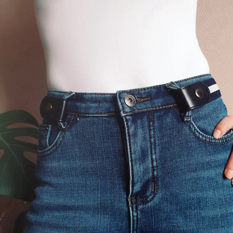 Women's Buckle-Free Elastic Stretch Belt for Jeans & Pants Elastic Waist Belt Qme