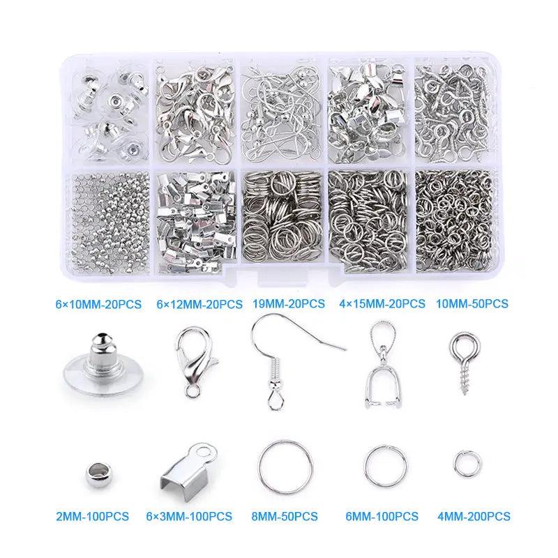 Alloy Earring Hooks, Lobster Clasps & Jump Rings – 8 Colors Jewelry Findings Kit Qme 03