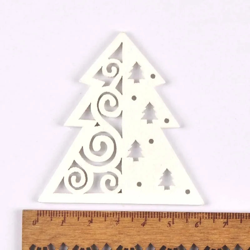 Wooden Christmas Tree Ornaments with Hemp Rope – 5 Pack Christmas Ornaments Qme 6