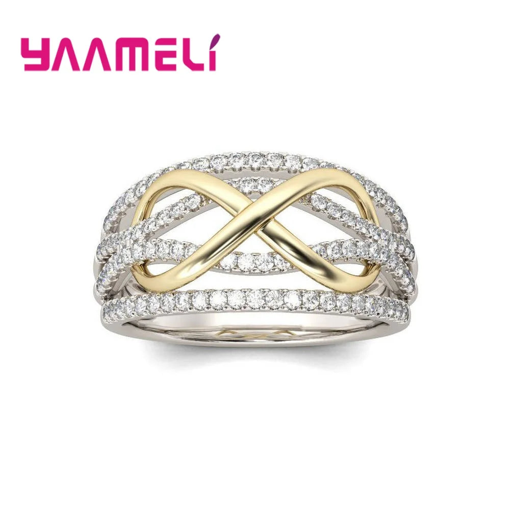 925 Sterling Silver Infinity Love Ring – Cubic Zirconia Bowknot Sterling Silver Ring Qme
