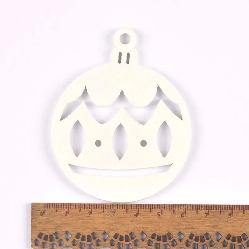 Wooden Christmas Tree Ornaments with Hemp Rope – 5 Pack Christmas Ornaments Qme 17