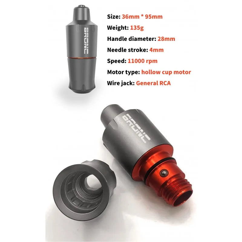BRONC V9 Rotary Tattoo Machine Mini Pen – Swiss Motor Rotary Tattoo Machine Qme