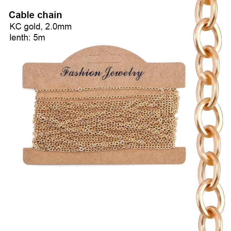 6 Types Jewelry Making Chains – Plated Silver Gold Copper Jewelry Making Chain Qme Cable KC gold 2.0