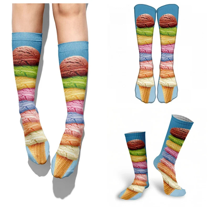 3D Candy Ice Cream Novelty Socks – Soft, Fun & Colorful Novelty Patterned Socks Qme