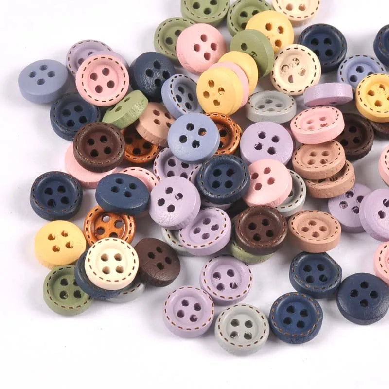 Multicolor Wood Buttons for Sewing & DIY Crafts – 10mm 100pcs Wood Craft Buttons Qme