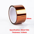 Gold Polyimide High-Temp Adhesive Tape 33M – Heat Resistant Heat Resistant Tape Qme 50mmX33m
