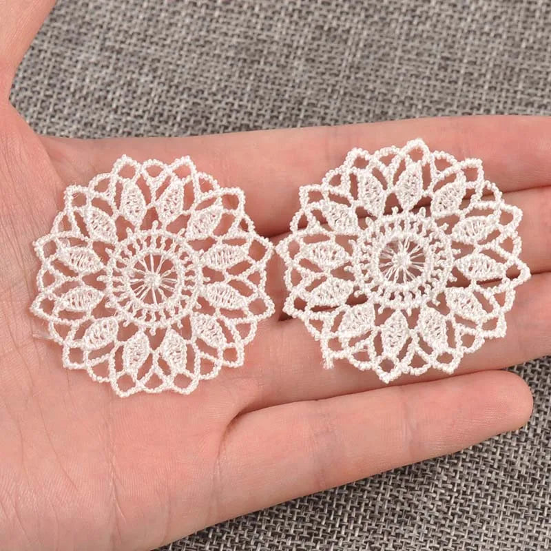 White Flower Lace Applique Mesh Trim 30pcs – 45mm Sewing Lace Sewing Trim Qme