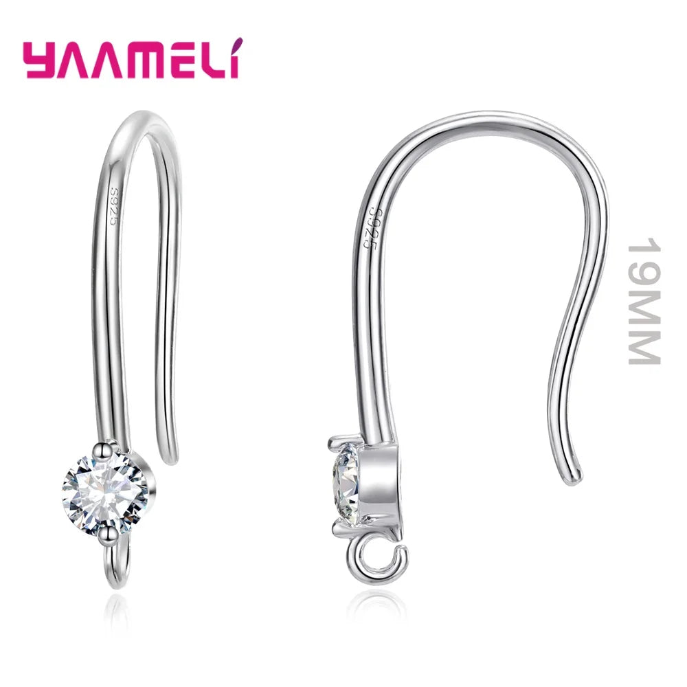 925 Sterling Silver Hook Earrings – Cubic Zirconia, 6 Colors Hook Earrings Qme