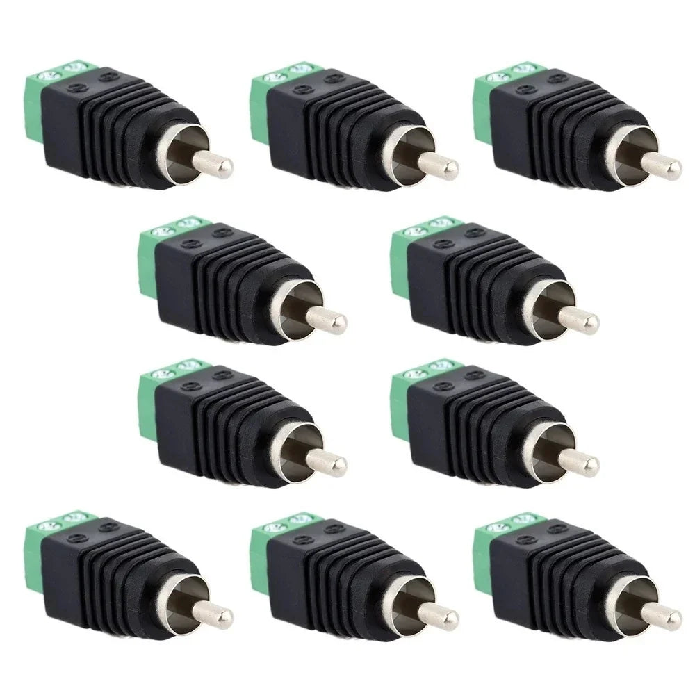 10-Pack RCA Male Screw Terminal Connectors – CCTV & Audio Audio Video Connector Qme