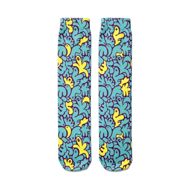Women's Funny Novelty Socks – 3D Abstract Art Graffiti Candy Print Novelty Print Socks Qme style6 One Size China Mainland