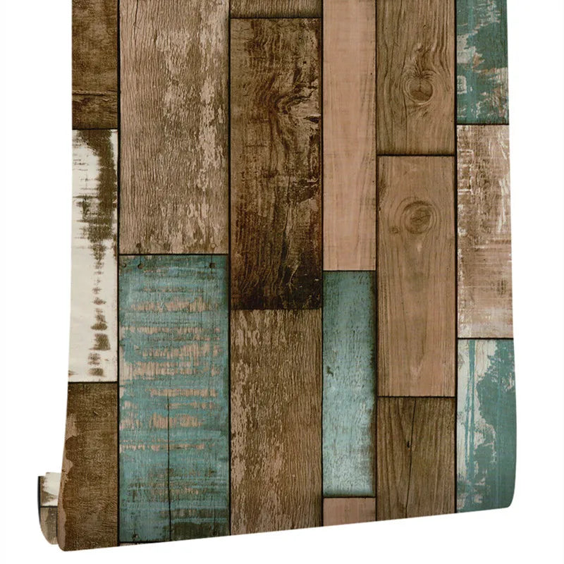 Reclaimed Wood Peel & Stick Wallpaper Plank – Multicolored Peel & Stick Wallpaper Qme