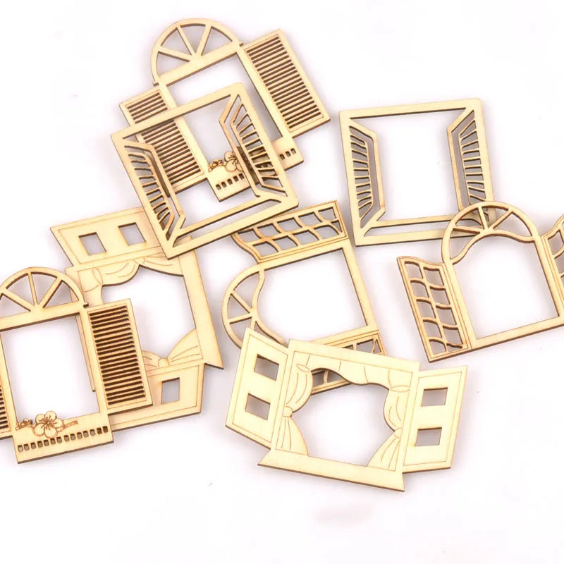 Hollow Window Pattern Wood Slices – DIY Crafts & Scrapbook Wood Craft Embellishments Qme