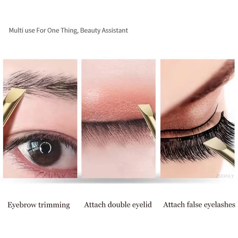Stainless Steel Flat & Slant Tip Eyebrow Tweezer | Qme Eyebrow Tweezer Qme