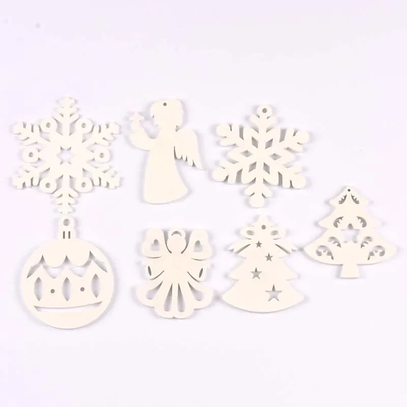 Wooden Christmas Ornaments with Hemp Rope – Angels & Snowflakes Christmas Ornaments Qme