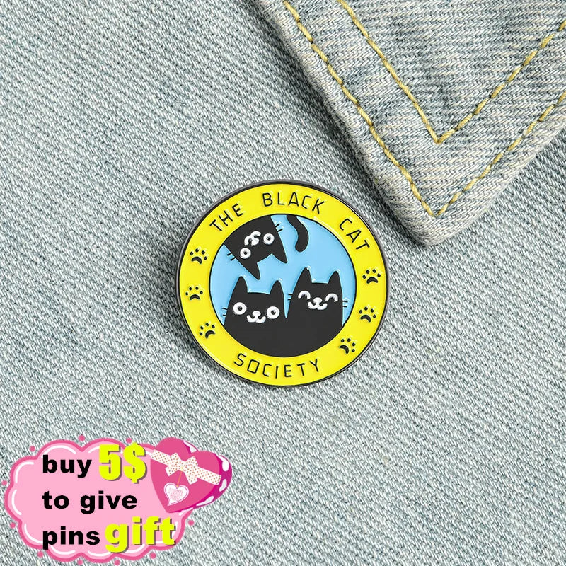 Black Cat Witchcraft Cute Cartoon Enamel Lapel Pin Enamel Lapel Pin Qme