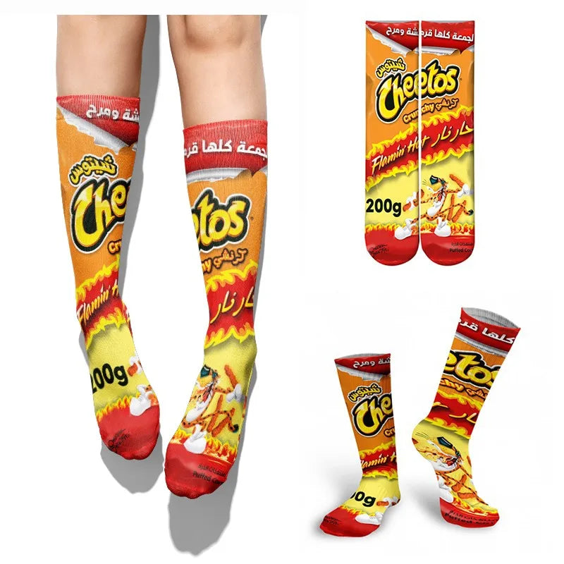 Funny 3D Potato Chips & French Fries Novelty Socks | One Size Novelty Print Socks Qme